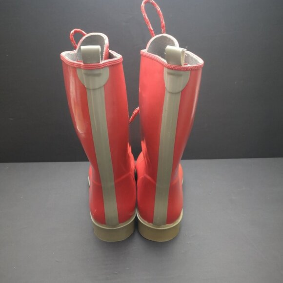 Wind River Downpour Ladies Size 9 Red Lace Front Rubber Boots - Picture 4 of 8